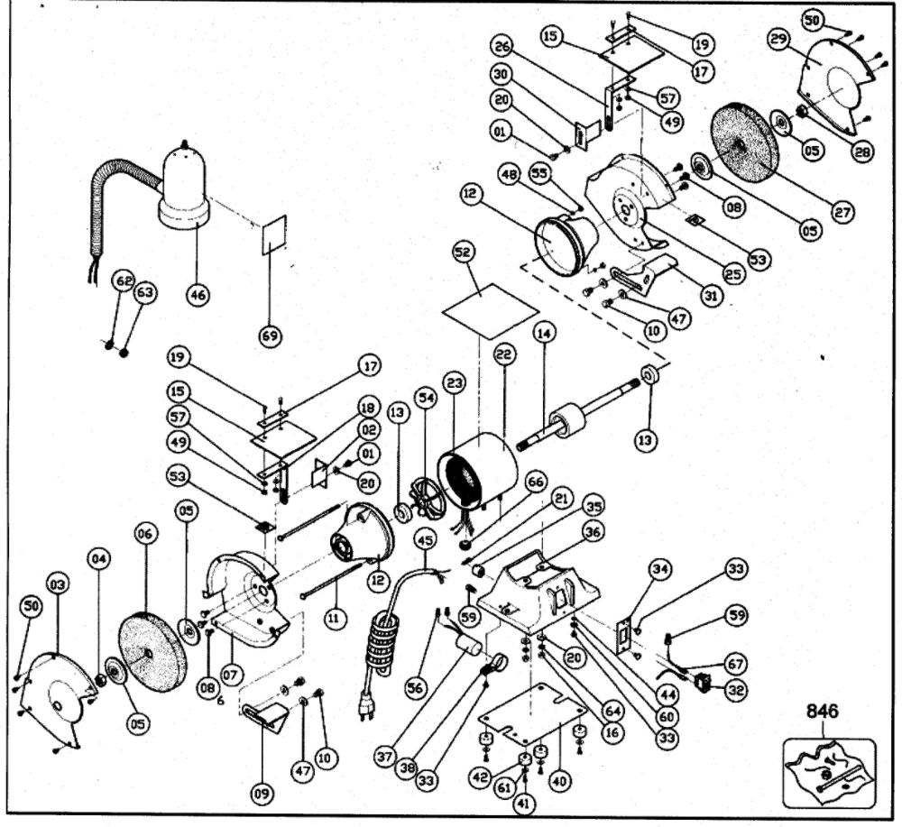 Grinder Diagram and Parts List for 9407TY2  Black and Decker Bench Grinder